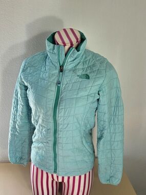 The North Face Girls Thermoball Quilted Insulated Jacket Aqua Mint Green M 10/12